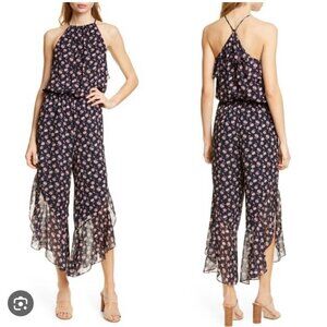 Joie Jael silk floral jumpsuit in black size XS